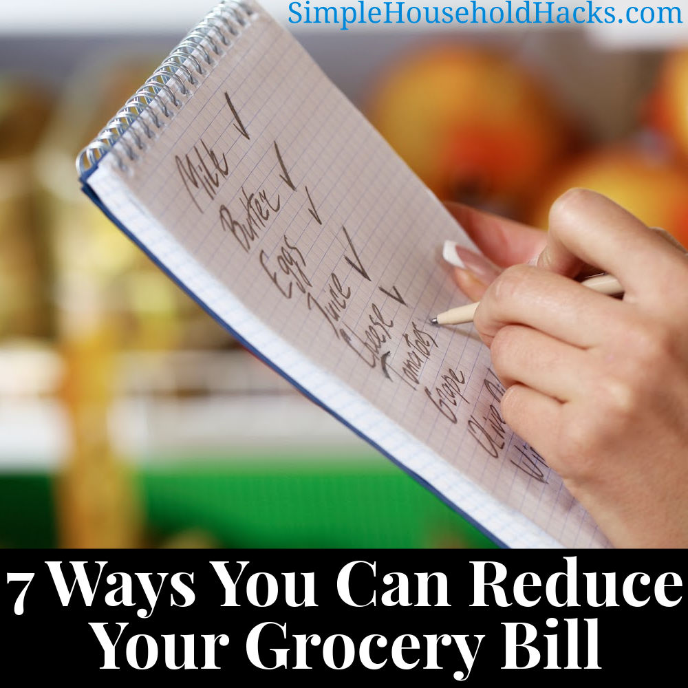 a lady using a shopping list which is one of the ways you Can Reduce Your Grocery Bill and stretch your food budget