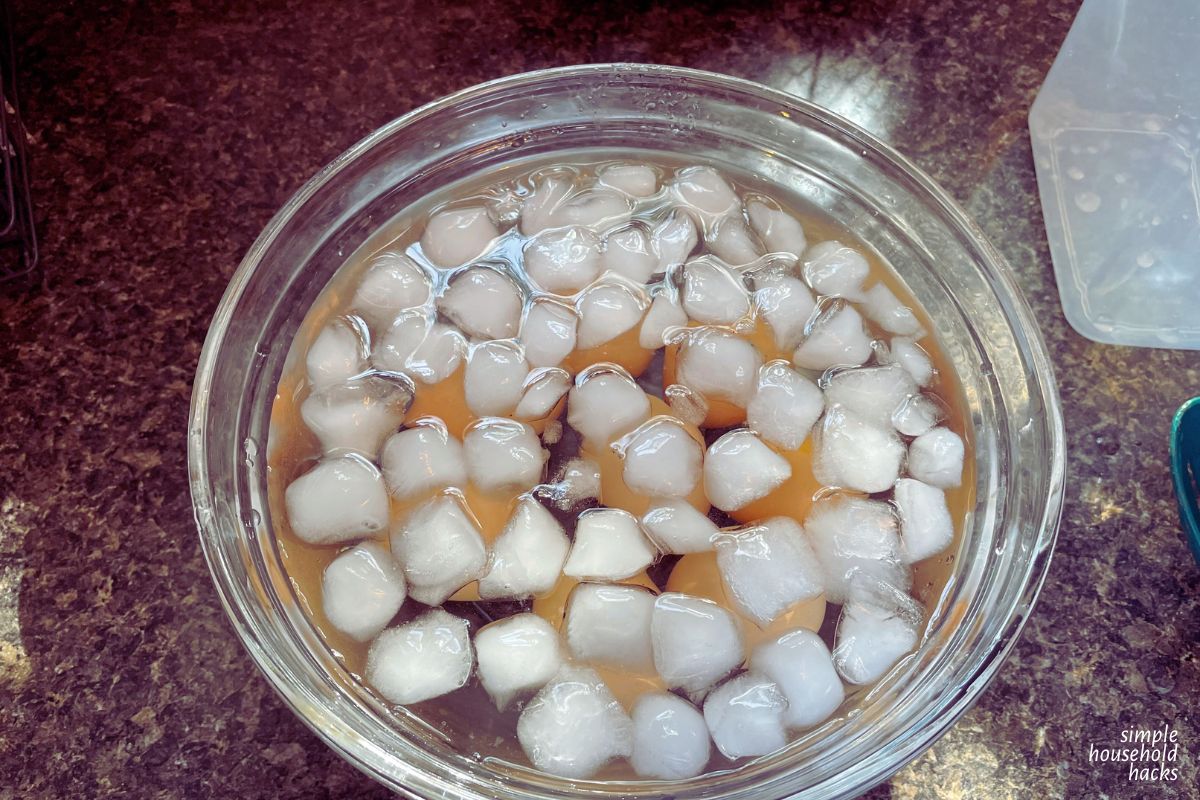 Air Fryer cooked eggs in Ice Water
